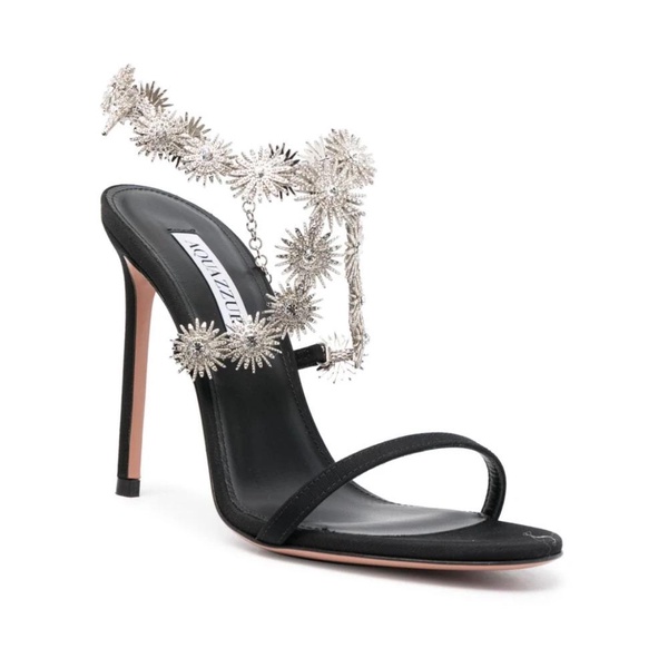 Crystal-Embellished Black Sandals