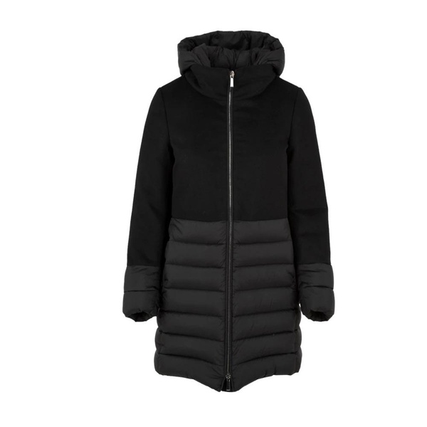 Black Hooded Coat with Removable Collar