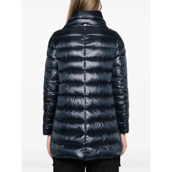 Navy Blue Padded Funnel Neck Coat