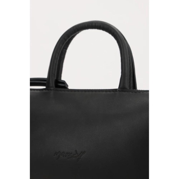 Black Leather Handbag with Logo