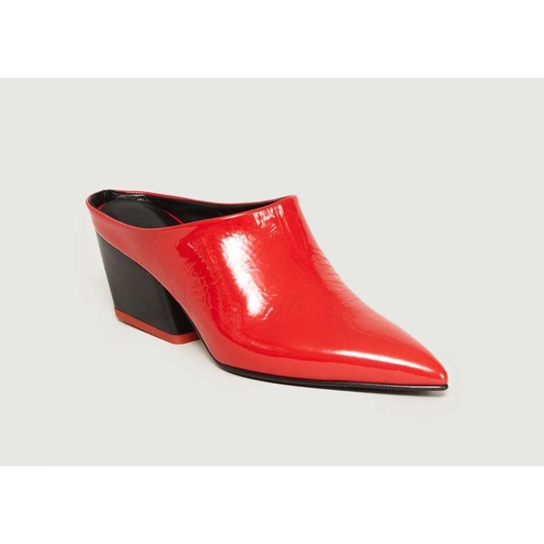 Red Leather Pointed Toe Mules