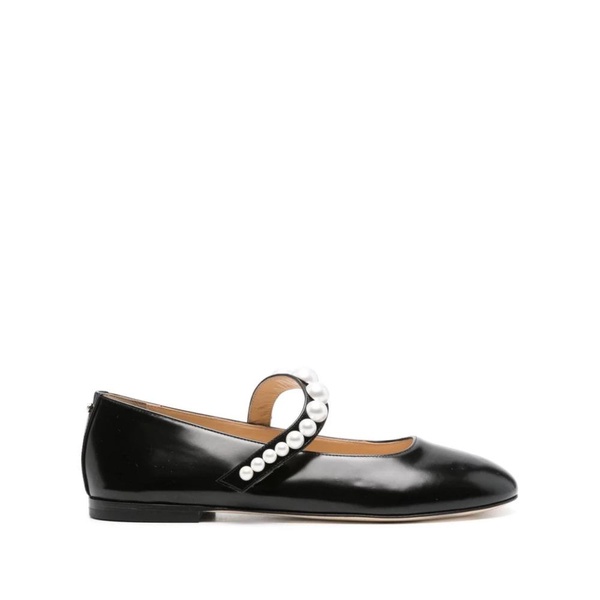 Black Ballerina Shoes with Faux Pearls