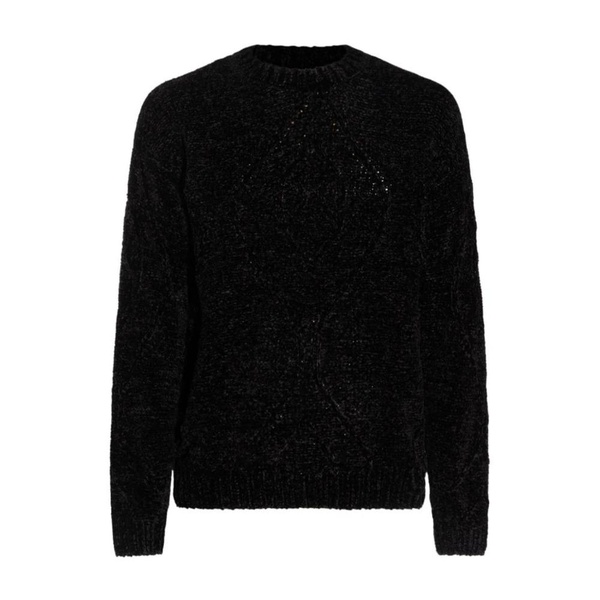 Velvet Knit Sweater with Logo Patch