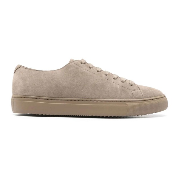 Beige Suede Lace-Up Sneakers