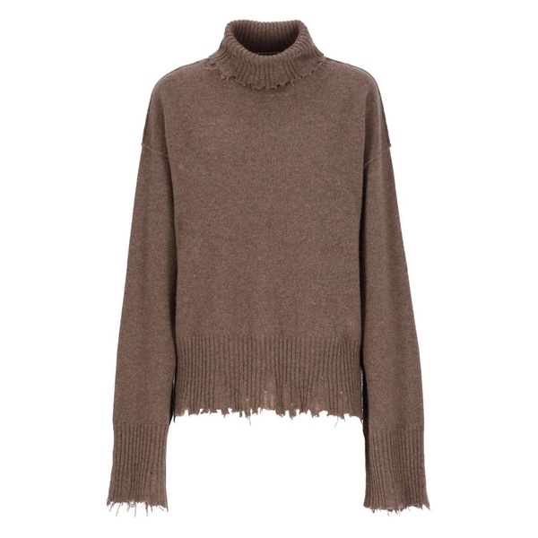 Brown Cashmere High Neck Sweater