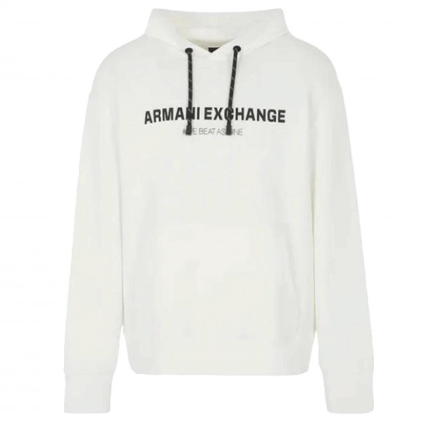 White Hooded Sweatshirt with Chest Print