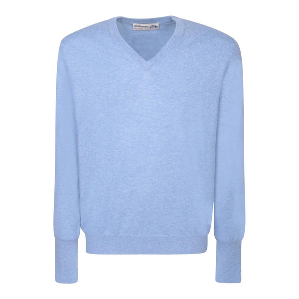 Blue Cashmere -Neck Jumper