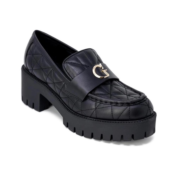 Black Leather Slip-On Shoes Women