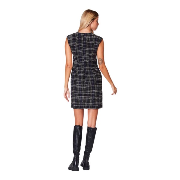 Tweed Dress with Round Neckline