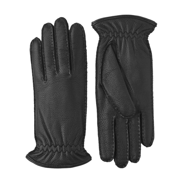 Handsewn Elk Leather Gloves with Cashmere Lining, Black