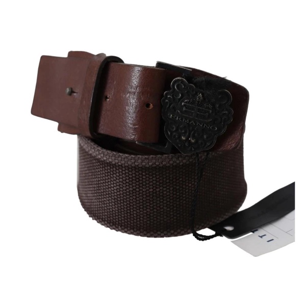 Classic Dark Brown Leather Belt with Logo Buckle