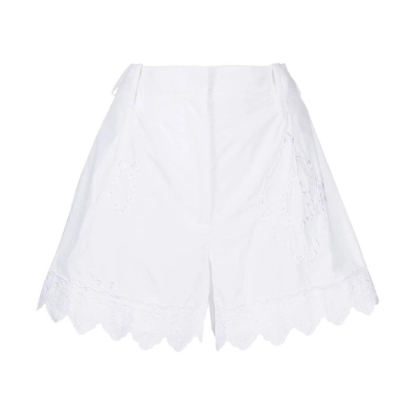 Embroidered Cotton Shorts with Scalloped Hem