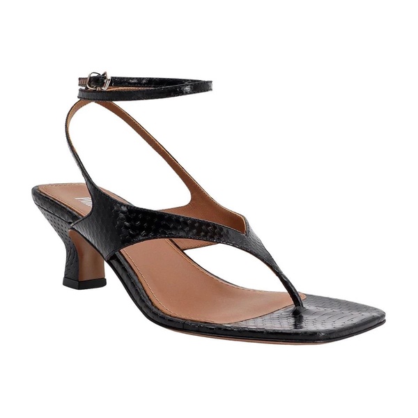 Black Leather Sandals Squared Toe Italy