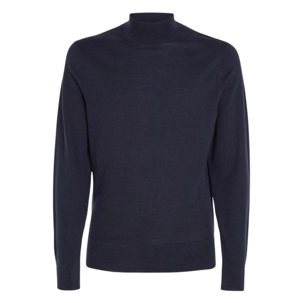 Blue Merino Wool High Neck Sweater