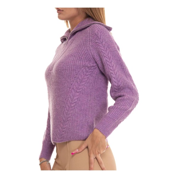 Cable Knit Pullover with Cape Collar