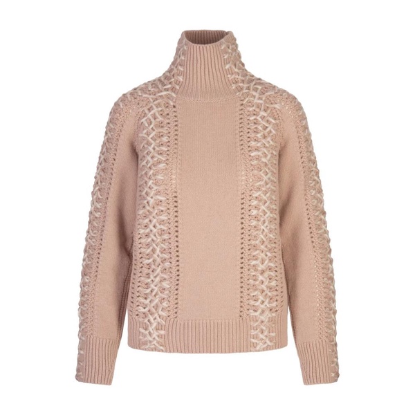 Pink Turtleneck Wool Cashmere Sweater