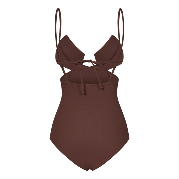 Brown Square Cup One-Piece Swimwear