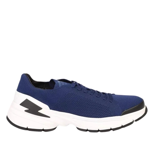 Blue Textile and Leather Bolt Sneakers