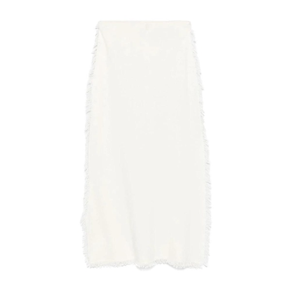 Knitted Fringed Cream Skirt