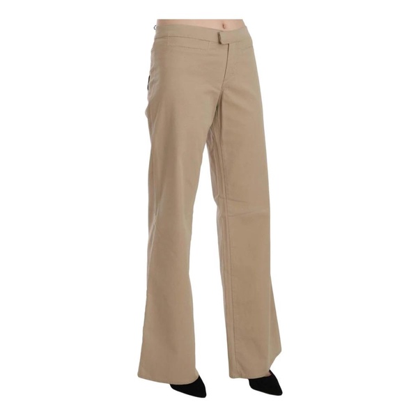 Beige Flared Cotton Trousers