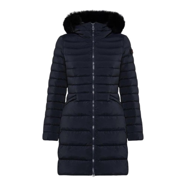 Slim Blue Fur Hooded Jacket