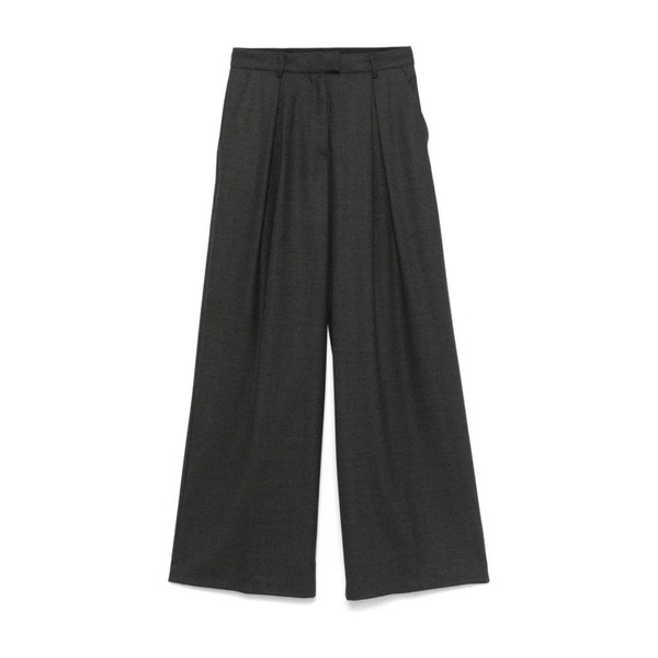 Grey Wool Blend Palazzo Trousers