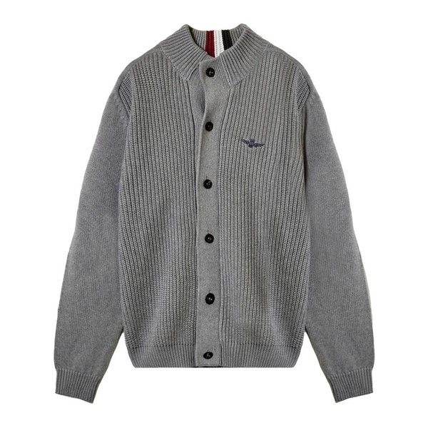 Men's Cotton Cardigan with English Rib MA1454 Grey