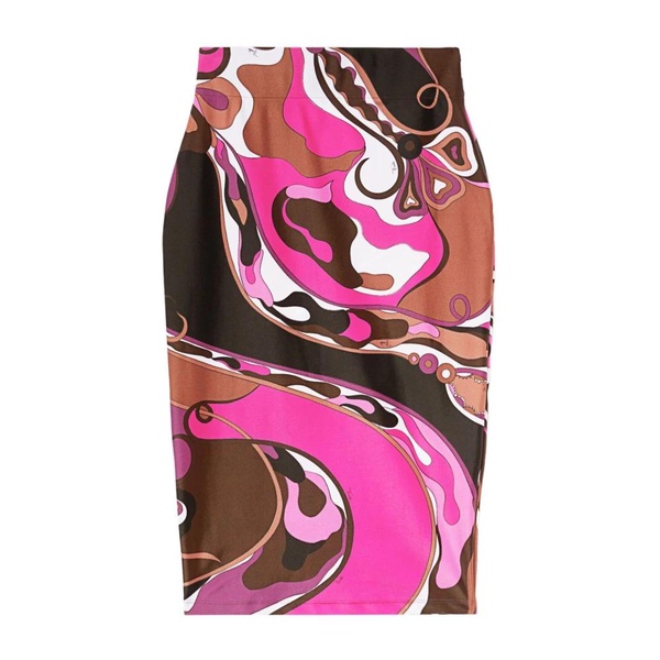 Fuchsia Graphic Print Pencil Skirt