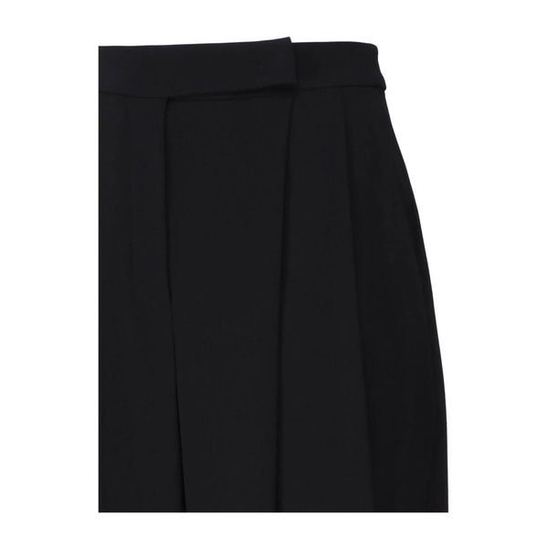 Black Wide-Leg Crepe Trousers