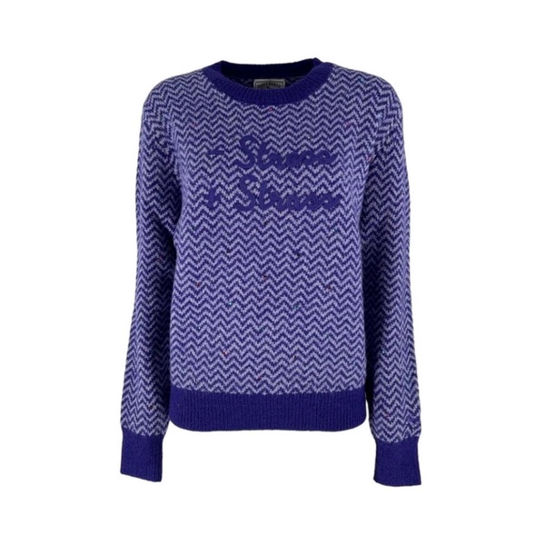 Purple Spotted Sweater with Text - Stress + Rhinestones