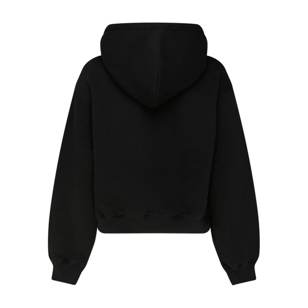 Black Cotton Rubberised Logo Hoodie