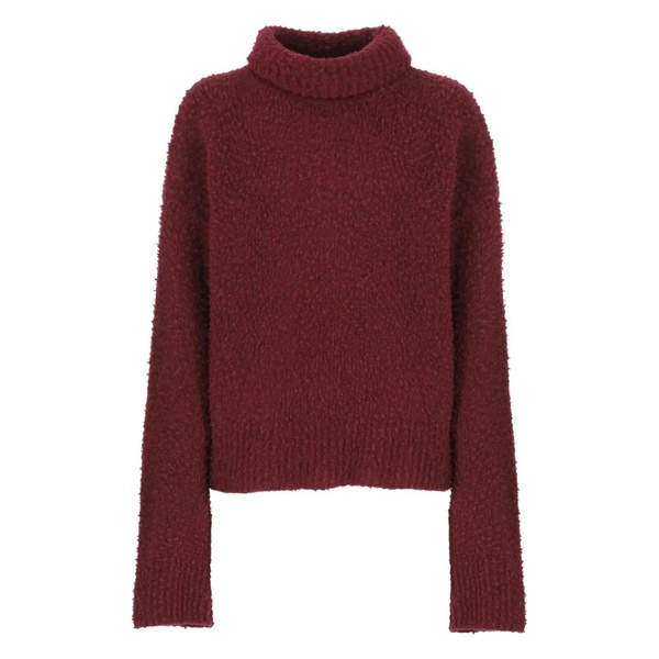 Bordeaux Wool Blend High Neck Sweater