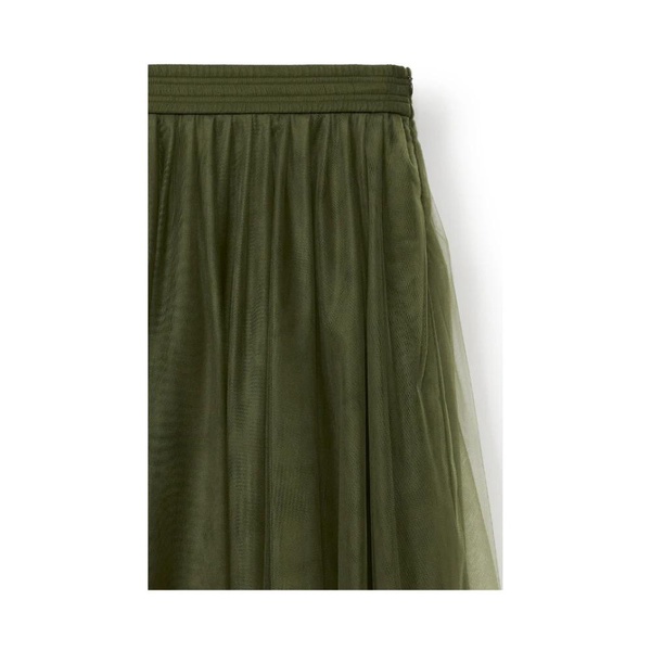 Green Tulle Midi Skirt