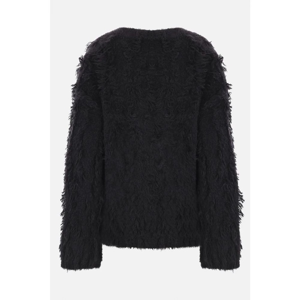 Black Oversize Bouclé Cardigan Sweater