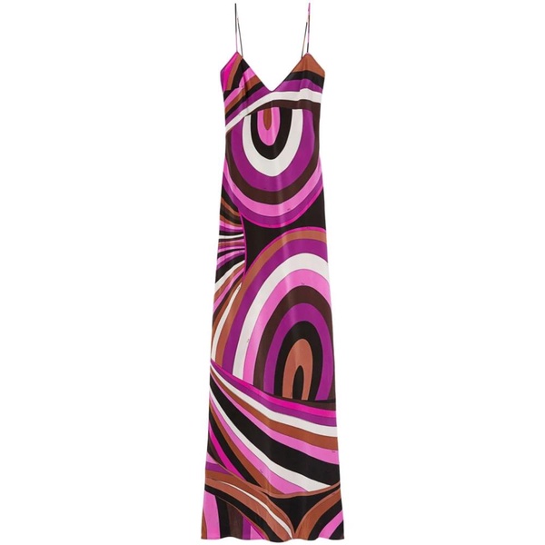 Fuchsia Abstract Pattern Silk Dress