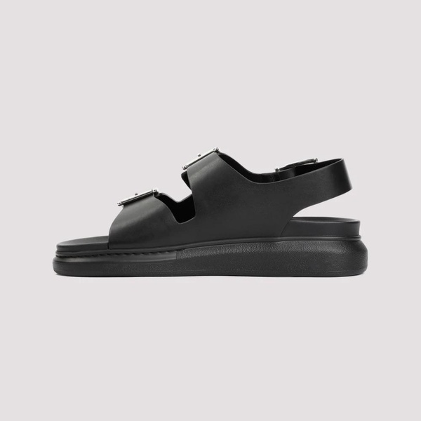 ALEXANDER MCQUEEN Men's Black Hybrid Double Buckle Sandals for SS24