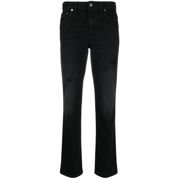 Black High-Rise Straight-Leg Jeans