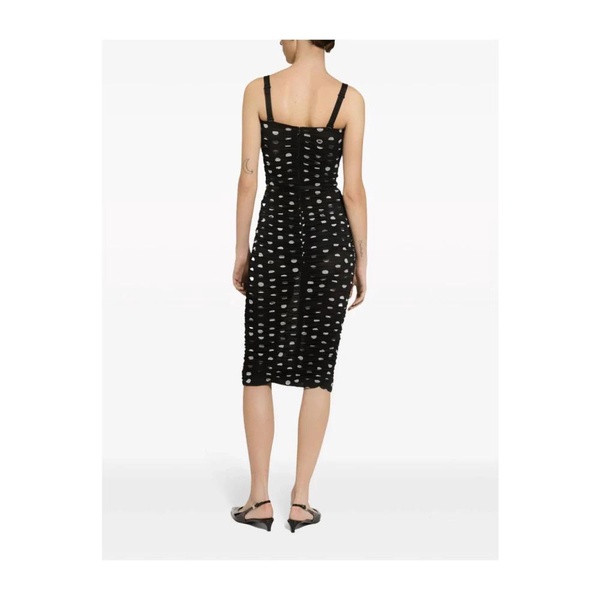 DOLCE & GABBANA Elegant Polka Dot Midi Dress