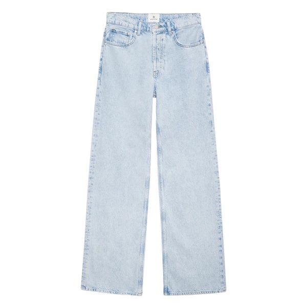 Blue High-Waist Straight Leg Jeans