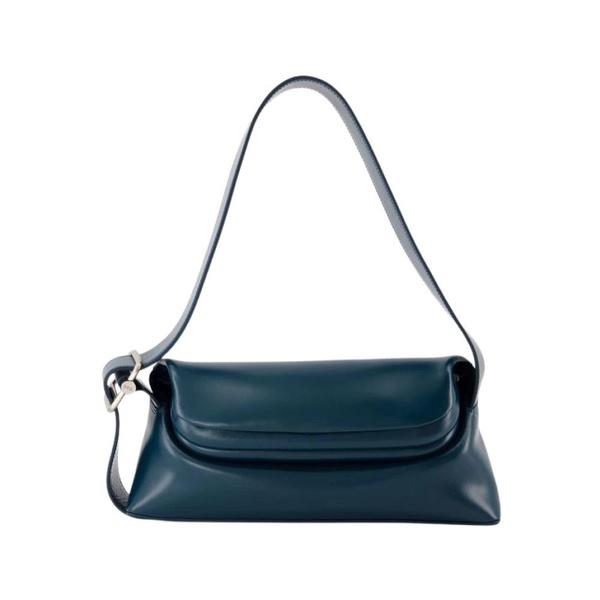 Green Leather Shoulder Bag - Flap Closure