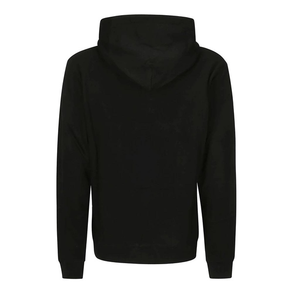 Black Hooded Cotton Sweatshirt with Logo