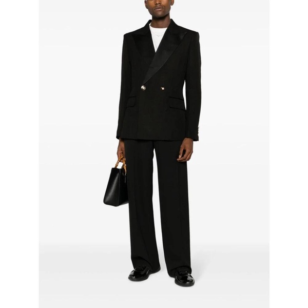 Black Silk Blend Double-Breasted Tuxedo Blazer