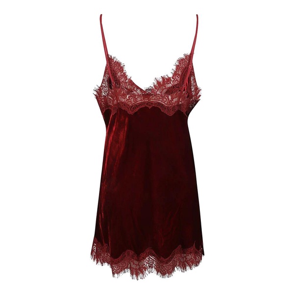 Red Velvet Lace Trim Topwear