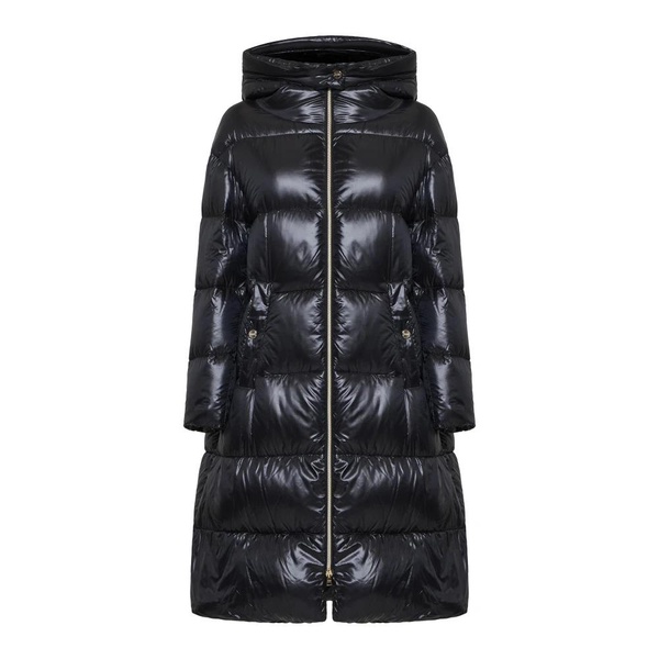 Black A-line Long Parka Coat