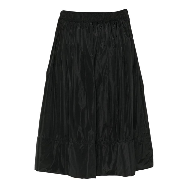 Black A-line Midi Skirt with Pockets