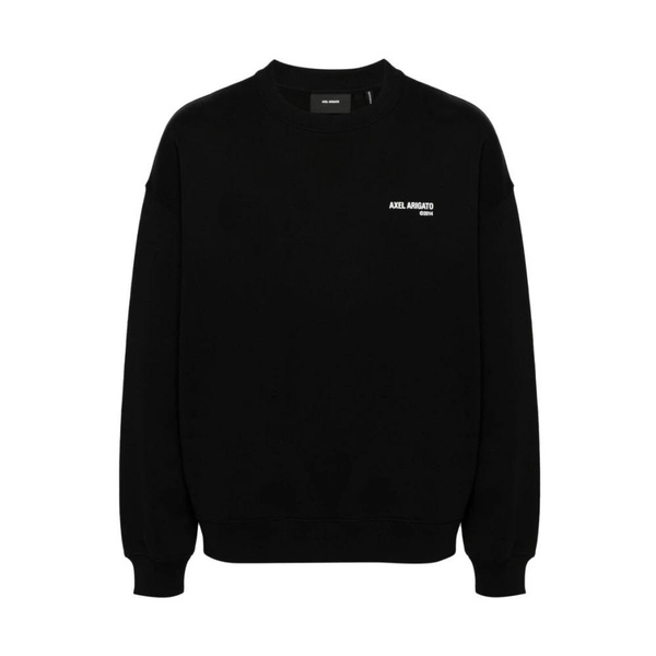 Black Cotton Sweatshirt with Logo Print