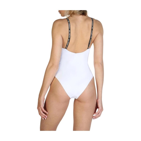 Solid Colour Swimsuit with Logo Embellishment