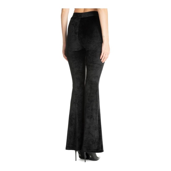 High-Waisted Solid Color Pants with Logo Embroidery