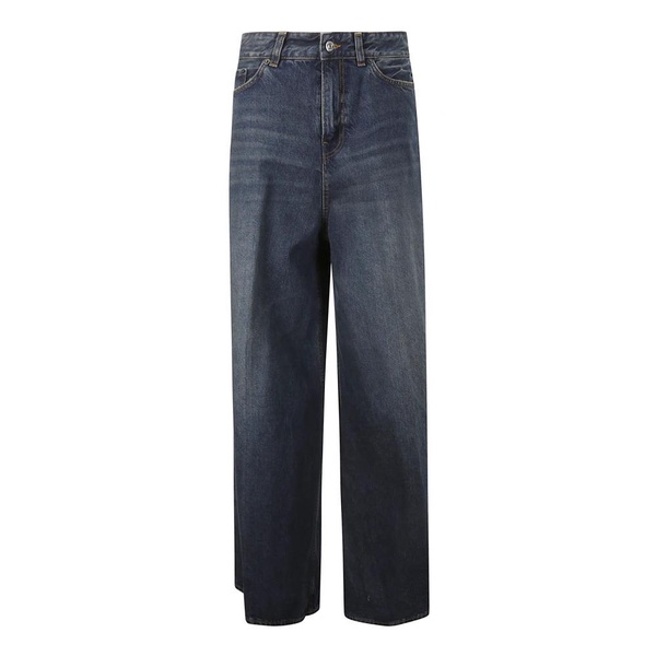 Blue Denim Wide Leg Jeans