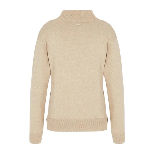 Beige Wool-Blend Sweatshirt Mock Neck